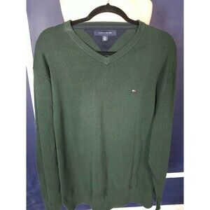 Tommy Hilfiger Men's Flag Forest Green Cotton Knit Size XL